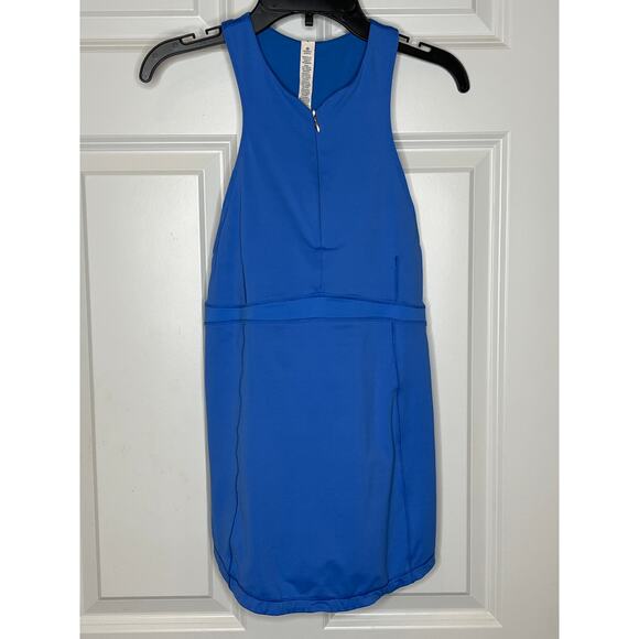 Lululemon Zippy Run Tank Top Porcelaine Blue Size 4 Zip Neckline Pockets - Picture 2 of 11